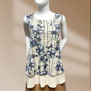 Style & Co Women's Sz X-Large Beige & Blue Tank Top Layered NWOT!